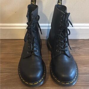 Dr. Martens Black Boots with Yellow Stitching